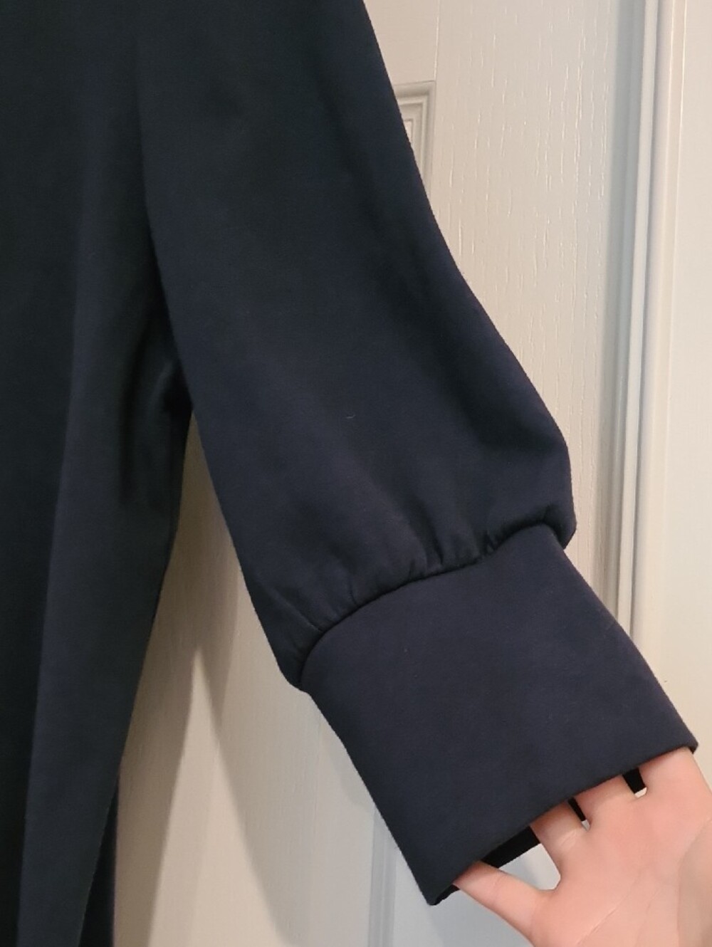 Pomander Place By Tuckernuck Navy Long-Sleeve Dress with Cream Ruffle Collar - Picture 3 of 7
